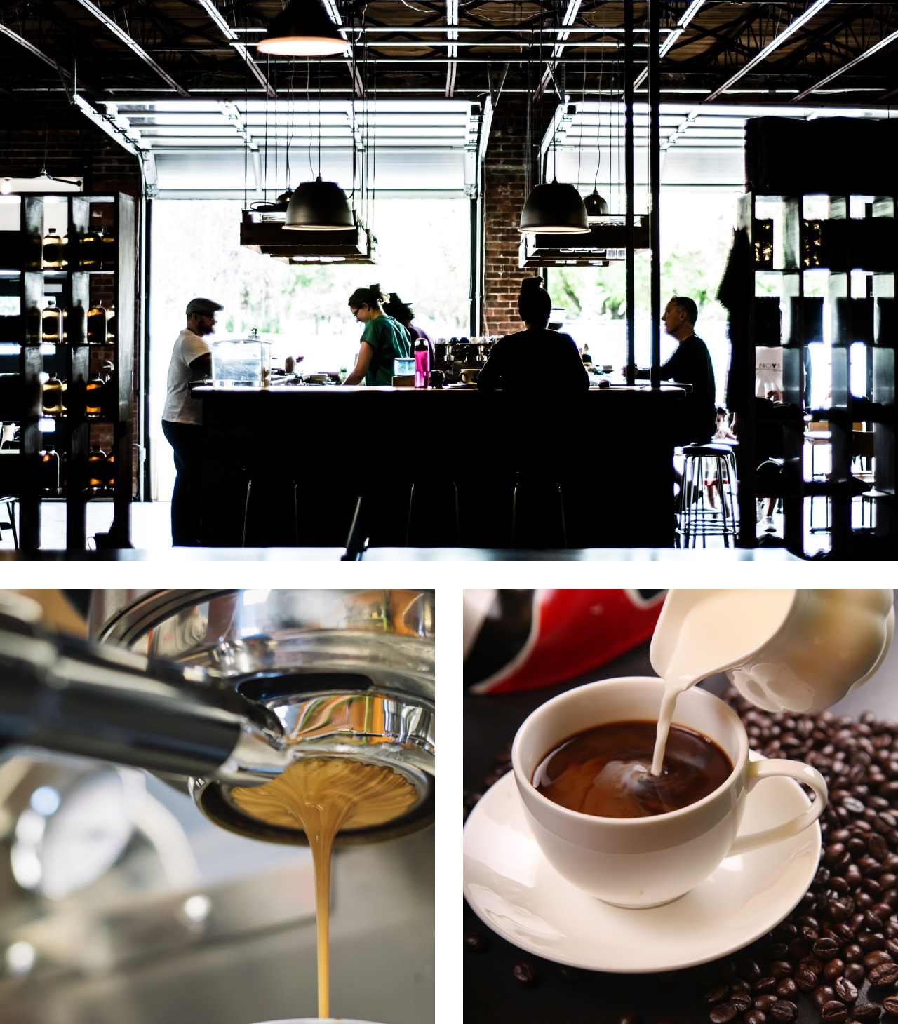 店内写真とコーヒーの写真